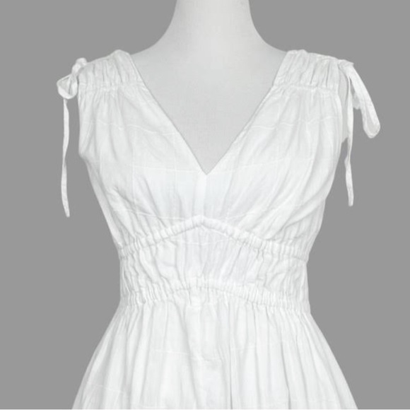 Madewell Dress | White Sophia Smocked Midi Dress in Windowpane Womens XXS - Picture 3 of 4